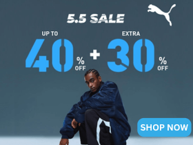 Puma 5.5 Sale: Get Up to 40% OFF + Extra 30% OFF on Outlet Styles