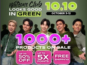 Watsons 10.10 Sale: Get Up to 50% OFF + Up to 5X Points & FREE Shipping on 1,000+ Products